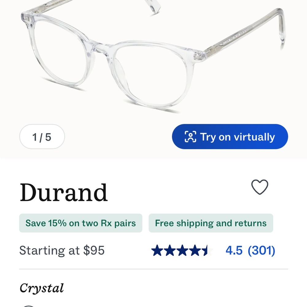 Warby Parker Crystal Glasses